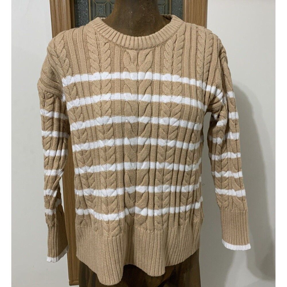 Philosophy Cable Knit Sweater Women’s Small Brown White